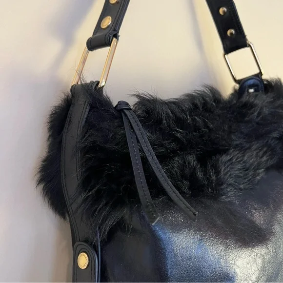 Badgley Mischka Furry Black Y2K Shoulder Bag - Picture 10 of 10